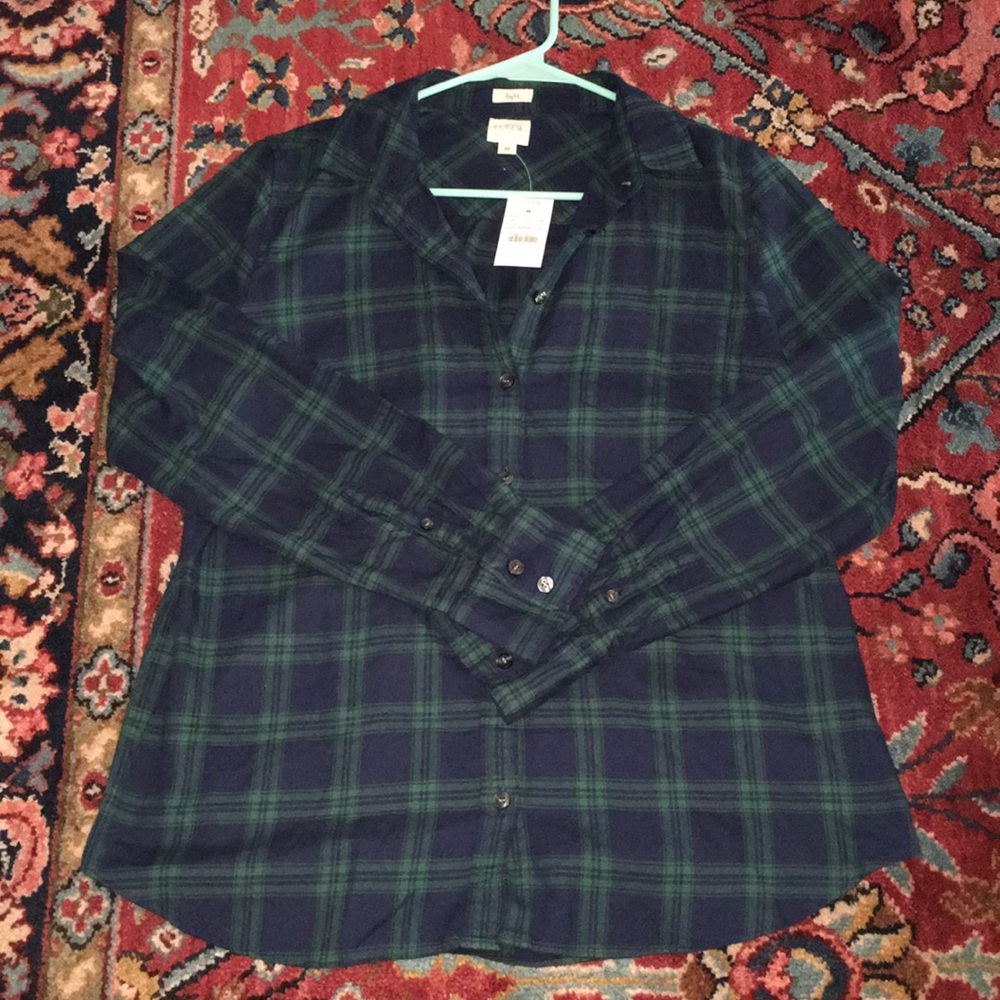 J Crew Flannel NEW Navy and Green